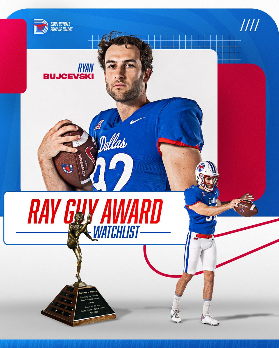 Ryan Bujcevski → Ray Guy Award Watchlist

📰 - smumustangs.com/news/2023/8/2/…

#PonyUpDallas