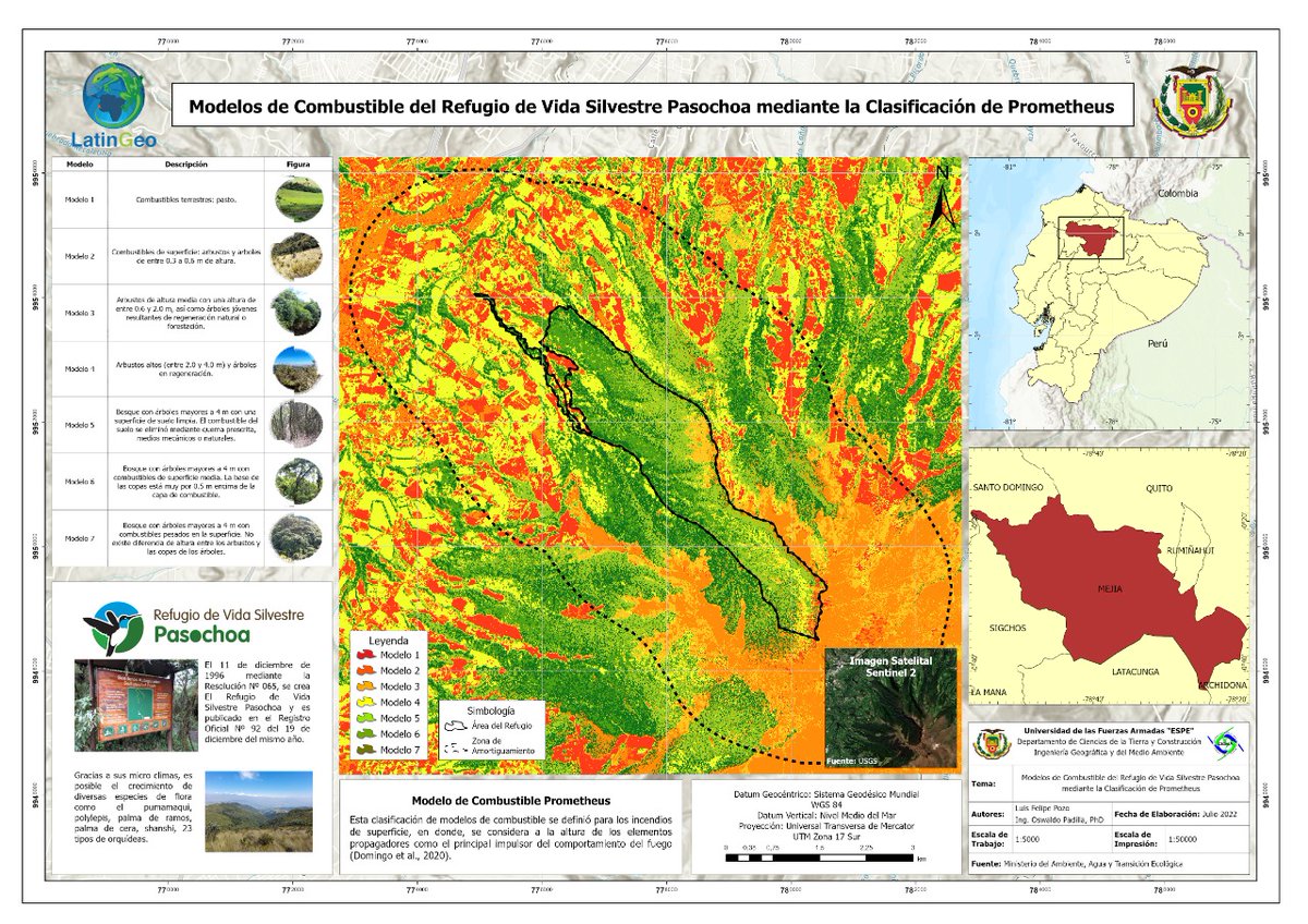 EsriEcu's tweet photo. #GaleríaDeMapas | Le presentamos al ganador del #EcuadorMapChallenge, Luis Pozo-Estudiante de Ingeniería Geográfica y del Medio Ambiente de la @ESPEU 
Título: "Modelos de combustible del refugio de Vida Silvestre Pasochoa mediante la clasificación de Prometheus". https://t.co/9y4eqGGN6p