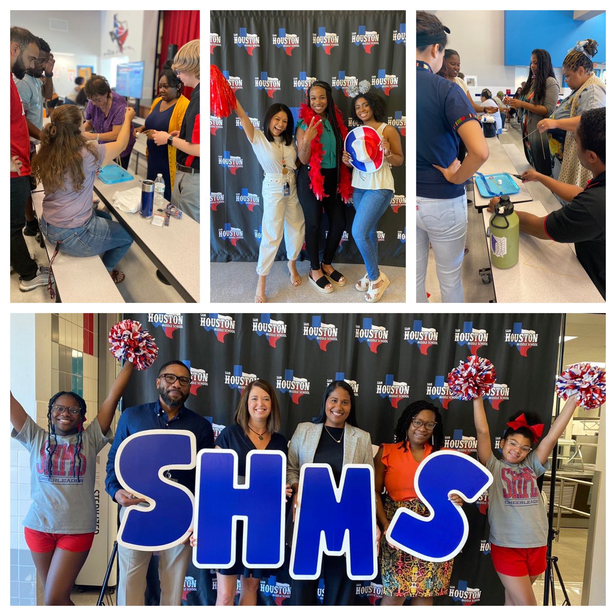 Ktarver2's tweet photo. Day 1️⃣☑️ @SamhoustonMS teachers conquering day one of PD week! We laughed🤣, learned 🧰, and leaned🤝 on one another! #marshmallowtower #ItGotReal #WelcomeBack #ItsATexanThing https://t.co/QroQxTYvKr