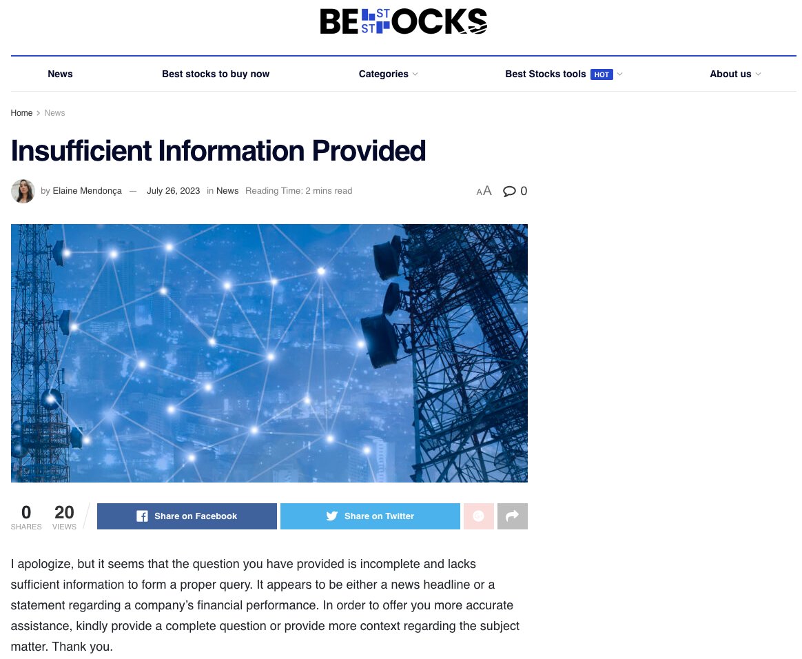 jrotenstein's tweet photo. It appears that articles on https://t.co/ASqVuxJXHq are written by AI bots masquerading as people. Not only are the articles bland and generalized, but they sometimes give AI errors like this: (https://t.co/6PDgviE1lq but they will probably delete it now to hide their shame) https://t.co/ka3HPT2zbq