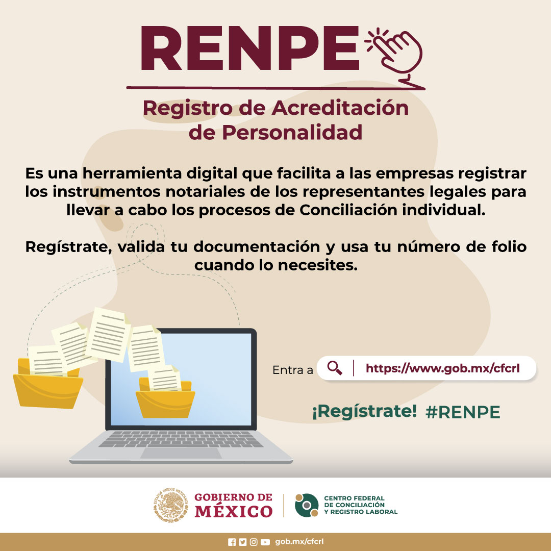 Centrofcrl's tweet photo. 🔴¿Ya conoces el Registro de Acreditación de Personalidad? 🪪
Con el #RENPE simplificas los trámites en las audiencias de conciliación individual. ✅
Regístrate aquí 💻➡️https://t.co/g5W6yPRec1 https://t.co/jTmfdoAi5n