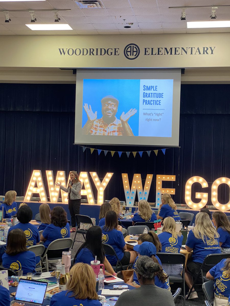 GerrieGerri's tweet photo. Gratitude practice -What’s Good Right Now? Thank you @AnneGradyGroup for sharing your story and inspiration with us today!  Mindset matters. Thank you fabulous @WoodridgeElem PTO for investing in our teachers. #BetheWE @AHISD https://t.co/EhrpOddsN7