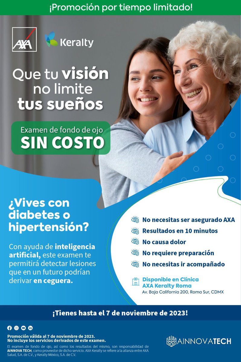 FabyEsAr's tweet photo. En AXA Keralty Roma ♥️ Av. Baja California 200, Roma Sur,
Cuauhtémoc.  

Exámen sin costo 🙌🏽 Hasta Nov 7. https://t.co/5D2nscFtJK