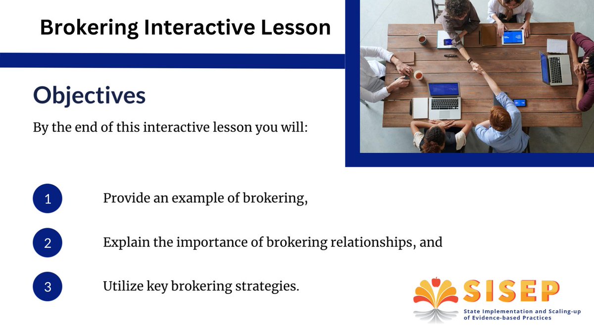 Are you curious about the magic that happens behind the scenes of successful implementation? Complete our newest and exciting interactive lesson on 'Brokering' that will unlock a world of insights and strategies! LESSON: implementation.fpg.unc.edu/resource/broke…