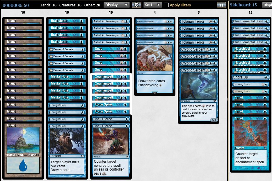 trebicky's tweet image. just got back to play some pauper and 1st try trophy with this pile. Archaeologist seemed really bad, switching it for augur for sure. I do not know if this is the right idea but I did go 3-0 vs ub terror #mtgpauper