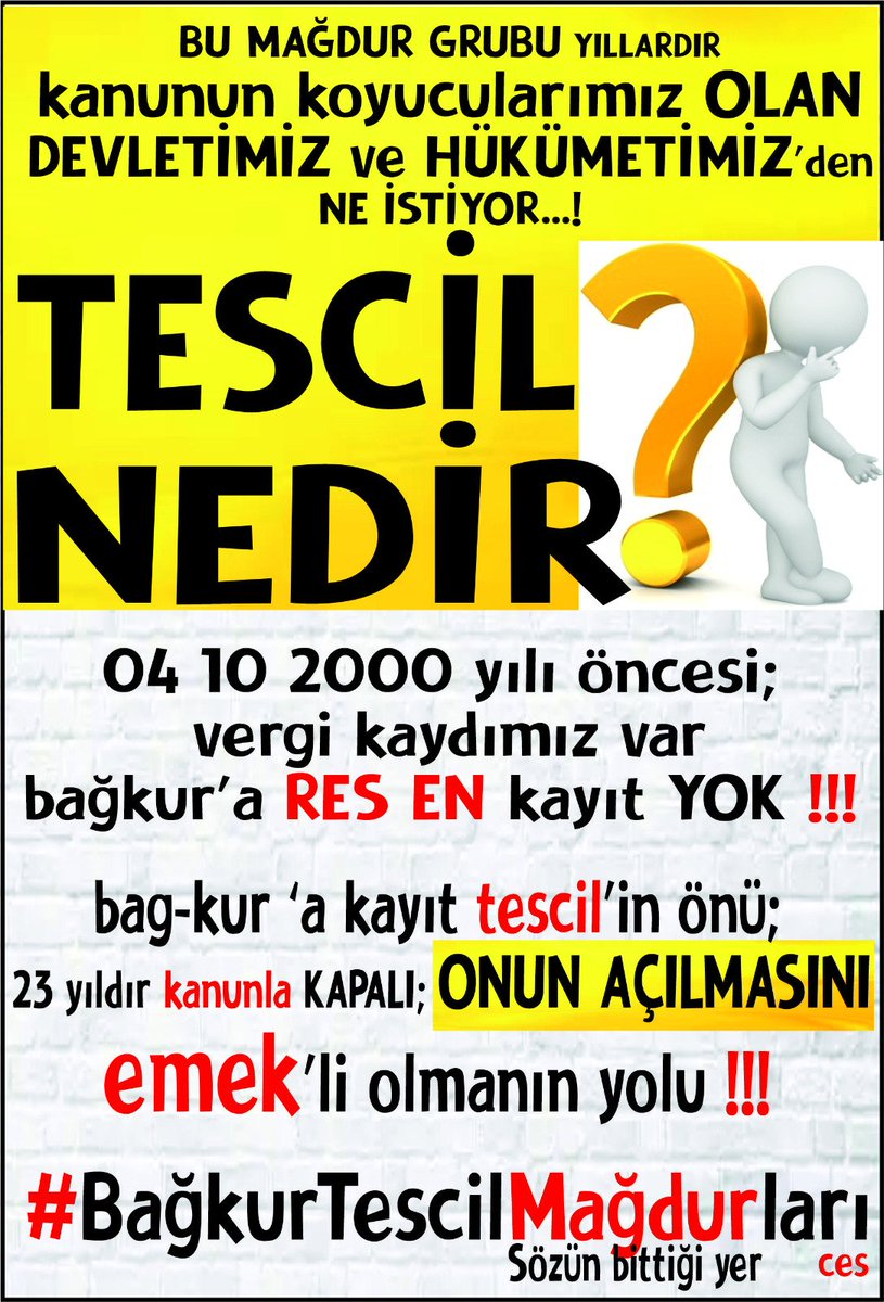 TESCİLİN  
UMUDU 
HÜKÜMETİMİZ
SİYASİLER
TESK
TOBB
ODALAR
<a href="/RTErdogan/">Recep Tayyip Erdoğan</a>
<a href="/isikhanvedat/">Prof. Dr. Vedat Işıkhan</a>
<a href="/B_Palandoken/">Bendevi Palandöken</a>
<a href="/dbdevletbahceli/">Devlet Bahçeli</a>
<a href="/kilicdarogluk/">Kemal Kılıçdaroğlu</a>
@ErbakanFatih
<a href="/meral_aksener/">Meral Akşener</a>
<a href="/kenanba73465695/">Kenan Bayram</a>
<a href="/cengizustunesob/">Cengiz Üstün</a>
<a href="/sabankaya4460/">Şaban Kaya</a>
<a href="/sinargunhan/">Günhan Sınar</a>
<a href="/RHisarciklioglu/">Rifat Hisarcıklıoğlu</a>
<a href="/Sivasesob1/">Sivasesob</a>
#BağkurTescilMağdurları