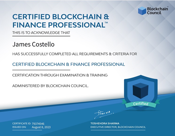 Just finished my #Blockchain #Certification from #Blockchain #Council sgq.io/HTldSht via @chaincouncil