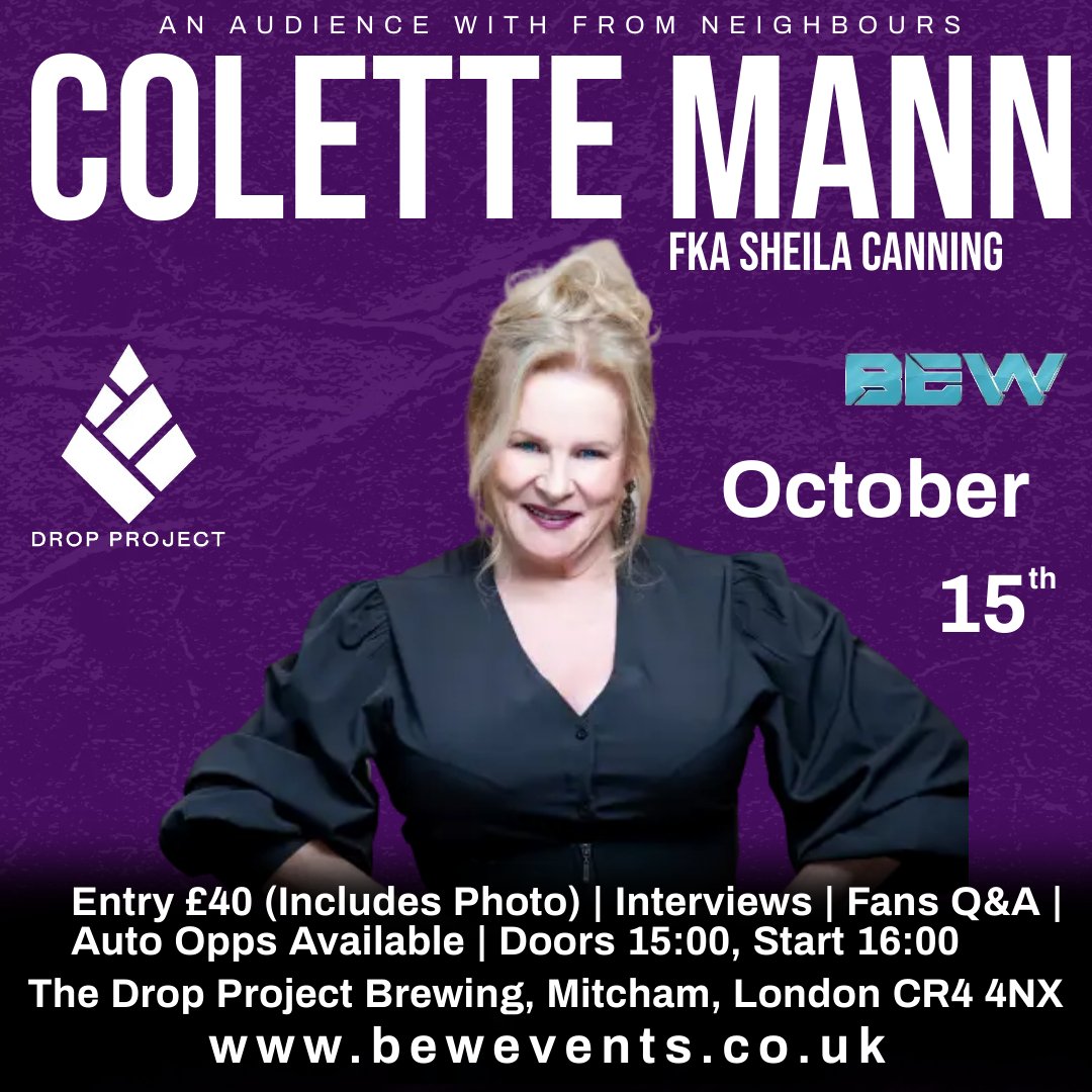 bew_events's tweet photo. One night only, an audience with the legendary @mann_reelmann in London!! 

📍Venue: The Drop Project Brewery, Mitcham, South London CR4 4NX

🎟️ LIMITED TICKETS AVAILABLE! 🎟️ which can be purchased at https://t.co/kliXmHPzTa

#Neighbours #audiencewith #neighboursuk #mitcham https://t.co/TVzQHPe9ls