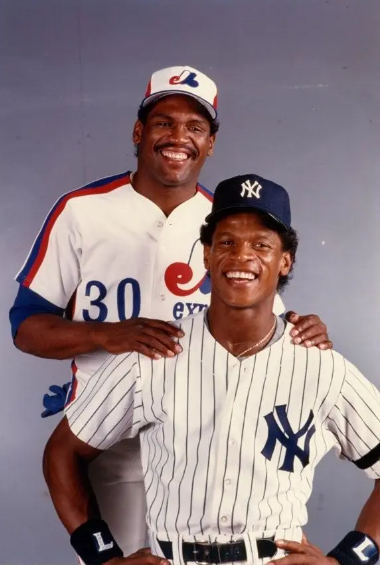 PolyesterUnis's tweet photo. Tim Raines and Rickey Henderson, 1986 @Montreal_Expos @Yankees https://t.co/WRGfZ8Tlyl