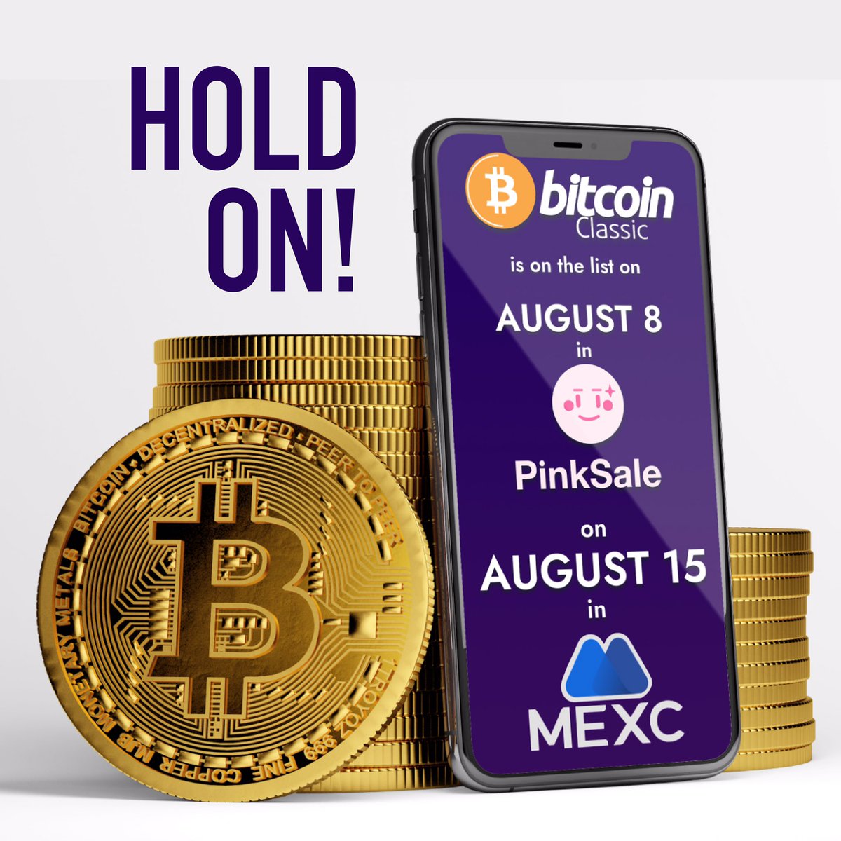 btcclassicio's tweet photo. Hold on! 
Do not miss the presale today! It is going to be available in Pinksale on 8/8. Keep following for presale in MEXC on 15/8. 💸😎#cryptoexchange #cryptopresale #presale #pinksale #mexc https://t.co/84qrUtKhRa