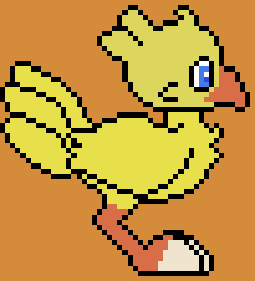 LunarSilverFox's tweet photo. A #mascot for @Pixel_Dailies 
I always loved these yellow fellas, the mystery dungeon one is specially adorable!
#pixel_dailies #pixelart #chocobo https://t.co/ZAMhtD4nX8