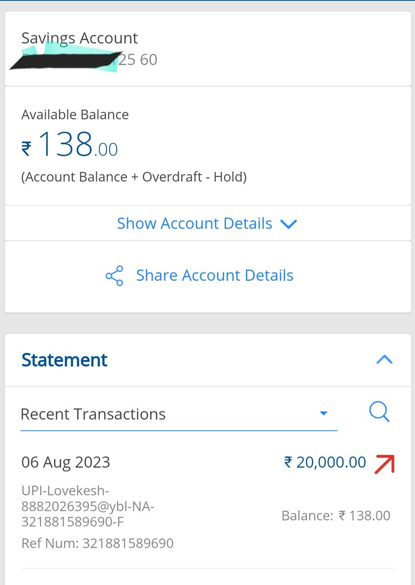 Ajay83873579's tweet photo. @HDFCBank_Cares @HDFC_Bank @ABPNews @PMOIndia @RBI There is a transaction failure in my account of 20000rs, amount deducted from my account and not deposited in recipient account, it's more than 48 hours passed, neither amount reserved nor reflected in recipient account help here https://t.co/GXtTXgdrIt