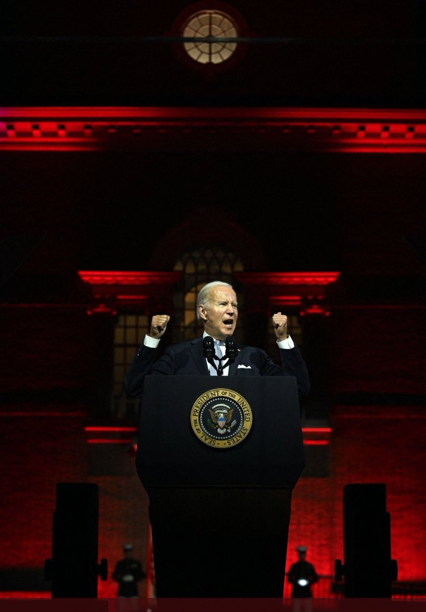 CryinHillary's tweet photo. @PresidntTicTac @mehdirhasan @MSNBC Biden IS  a dictator.. He wants to take away the 1st and 2nd amendment. He does a speech where he looks EXACTLY like Hitler.  He is trying to lock up his main political opponent by weaponizing his DOJ .. these are ALL Dictator like moves. Trespassers should be pardoned. #SitOUt https://t.co/mnzf9RSgIR