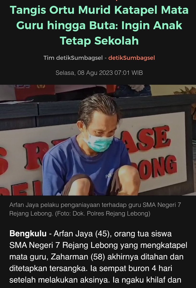 negativisme's tweet photo. Udah kejadian aja dan mata gurunya buta lo bilang nyesel dan khilaf, awal awal pas kabur malah mau nuntut tuh guru, udah proses hukum aja orang tua goblok kaya gini. https://t.co/MvOMLrVjA2