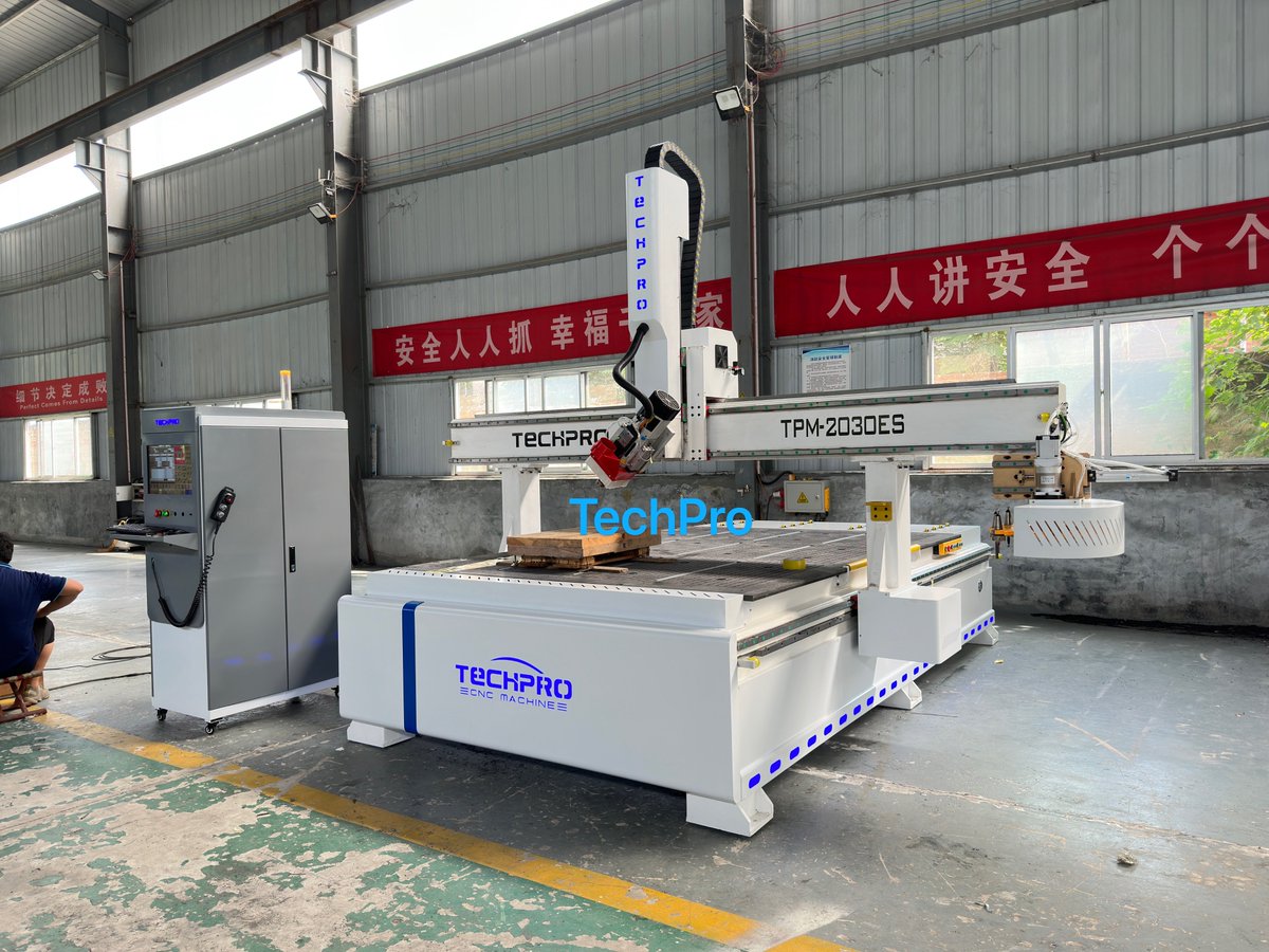 DanyTechpro's tweet image. TechPro® 2000*3000mm 4 Axis ATC CNC router machine shipping to Kosovo today
#CNCrouter #cncmachinefactory #2030ATCCNCRouter #cncmachinesupplier #woodworking #workingfordoor #funiture #canbinet #Aluminumcutting #TechProCNC #highprecisionmachine #Chinacncmachine #highspeedmachine
