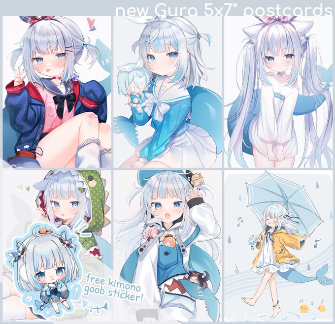 new goob postcards been added to my online store! 🦈 
🌸2.5" kimono goob sticker included in orders!!! 
🌸free shipping on orders $80+ with code FREESHIP ⸜(*ˊᗜˋ*)⸝
🌸link to shop in bio! 