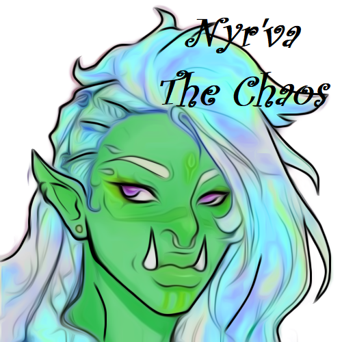 Let me introduce everyone to  Nyr'va The Chaos, an Orcish Fey Touched Socerer. For Donating to my #extralife4kids Page I made @TheNessYoung   a custom major NPC for my Pathfinder Campaign. I was given the base ideas of what she wanted and gave it life complete with a backstory.