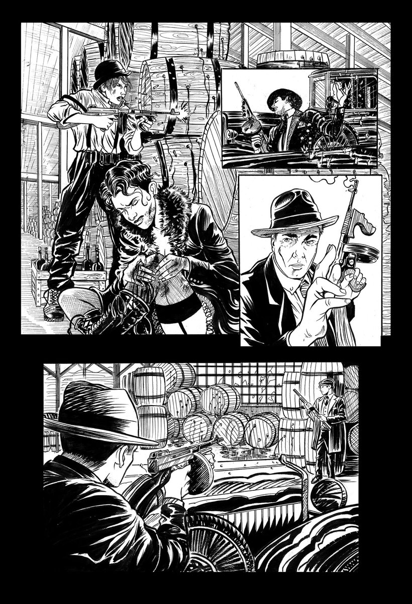 Comic page from the conclusion to The Tommy Gun Dolls, a 1920s crime story. 
#penandink #1920s #graphicnovel #comics #crimestory #comicbooks