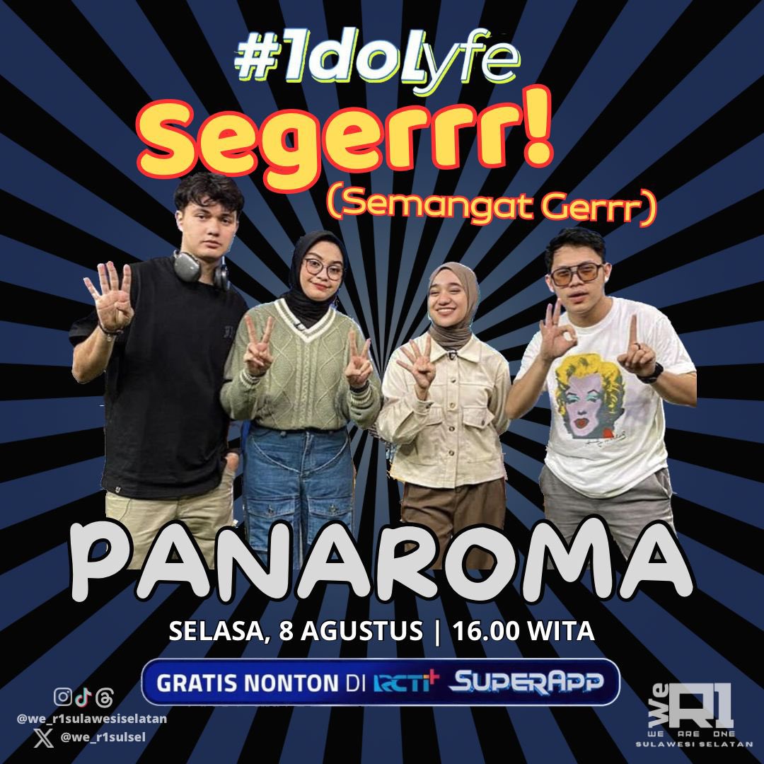 we_r1sulsel's tweet photo. Hari selasa emang paling SEGERRR !!!Jangan sampai ketinggalan ya nonton IdoLyfe hari ini pukul 16.00 WITA. Streaming di Aplikasi RCTI+ ✨

Jangan lupa tetap sebarkan komentar positif untuk mereka ❤️❤️❤️

#RonyParulian #WeR1Sulsel #idolyfepanaroma https://t.co/0RwPeHCoVo