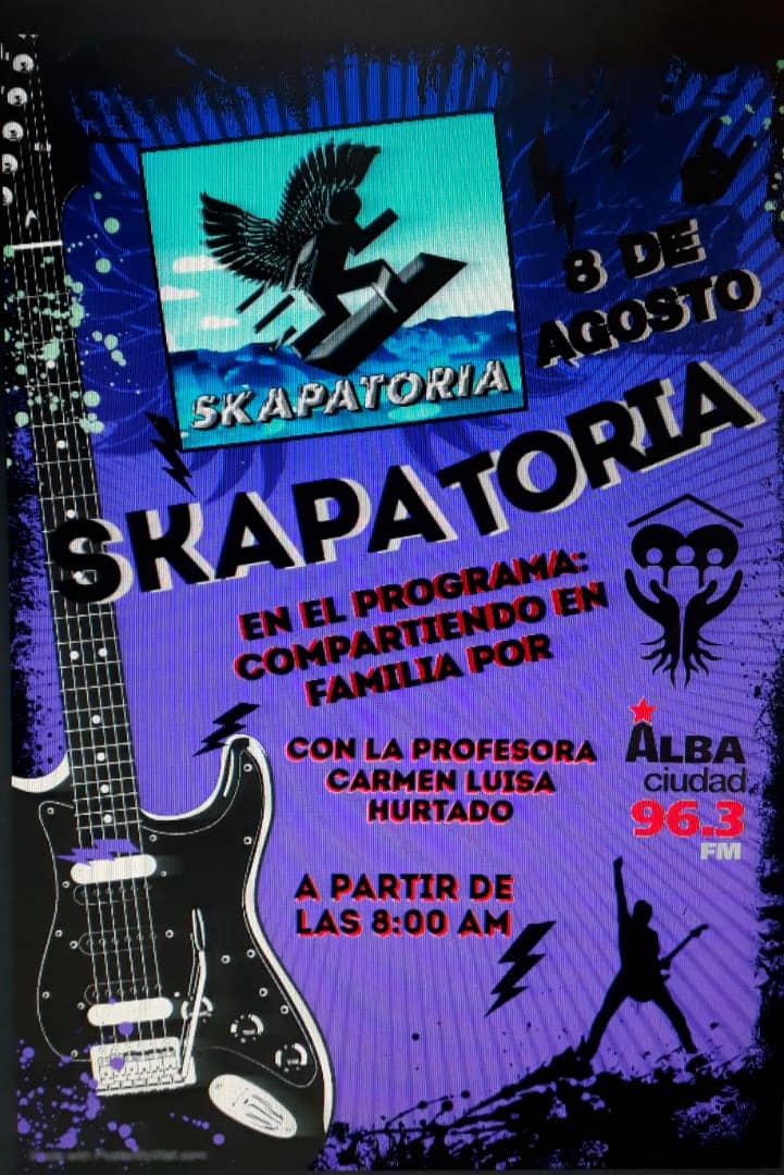 PTPRODUCCIONMU1's tweet photo. Entrevista a Skapatoria en el programa Compartiendo en familia en la emisora Alba Ciudad 96.3 fm de Caracas o en el enlace https://t.co/eDmlopOOXs 8 de agosto a las 8:00am te esperamos.
#Skapatoria #ProgramaCompartiendo
 #FMAlbaCiudad963
#Caracas #AlbaCiudad https://t.co/x1iMSHwSx1