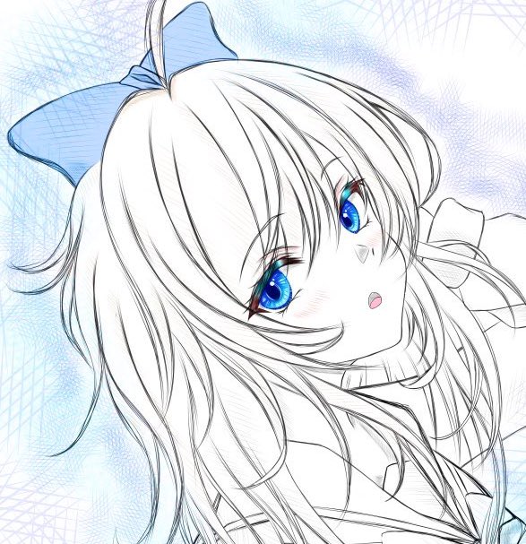 1girl blue eyes solo bow hair bow looking at viewer long hair  illustration images