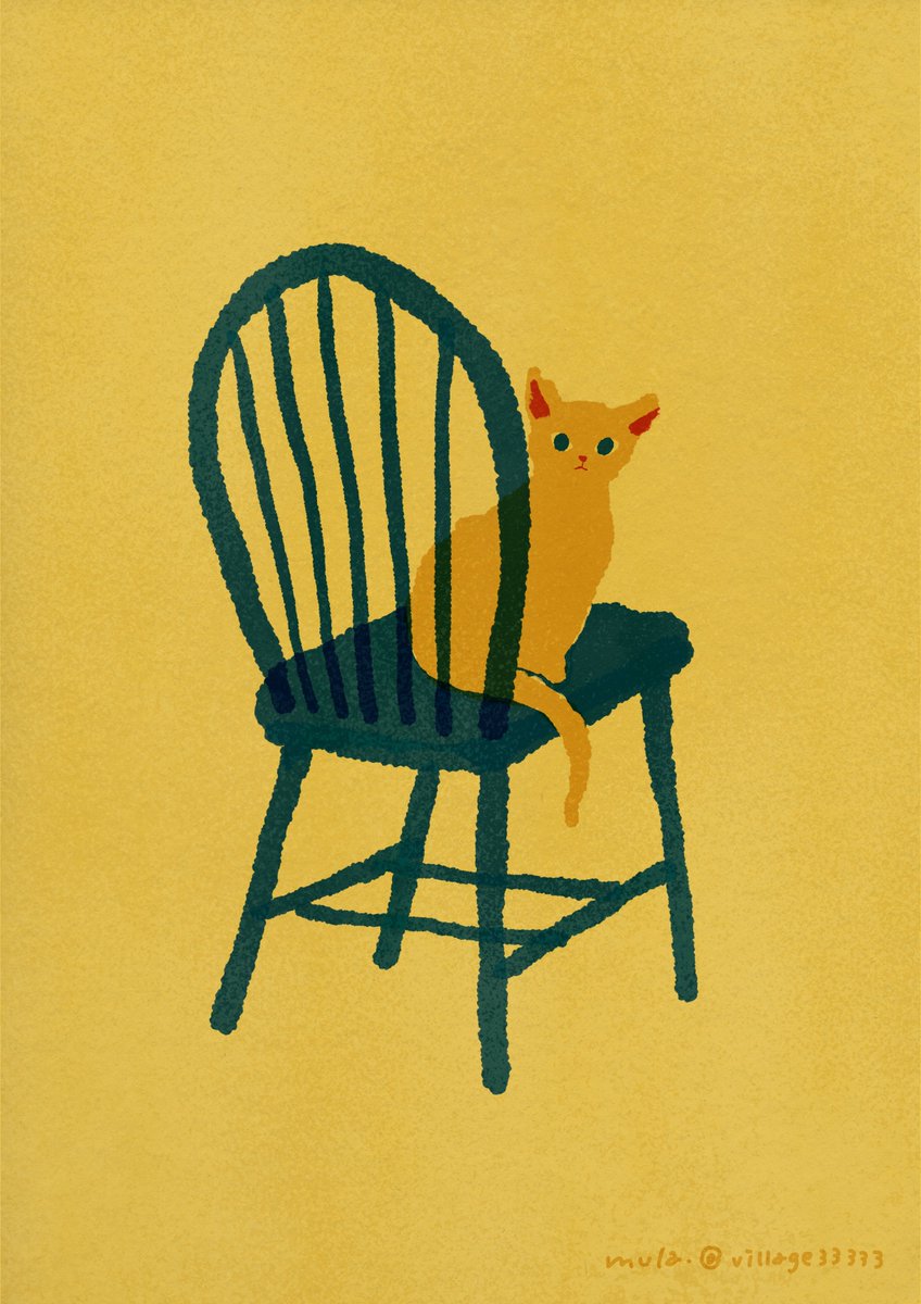 no humans animal focus cat chair yellow background simple background animal  illustration images