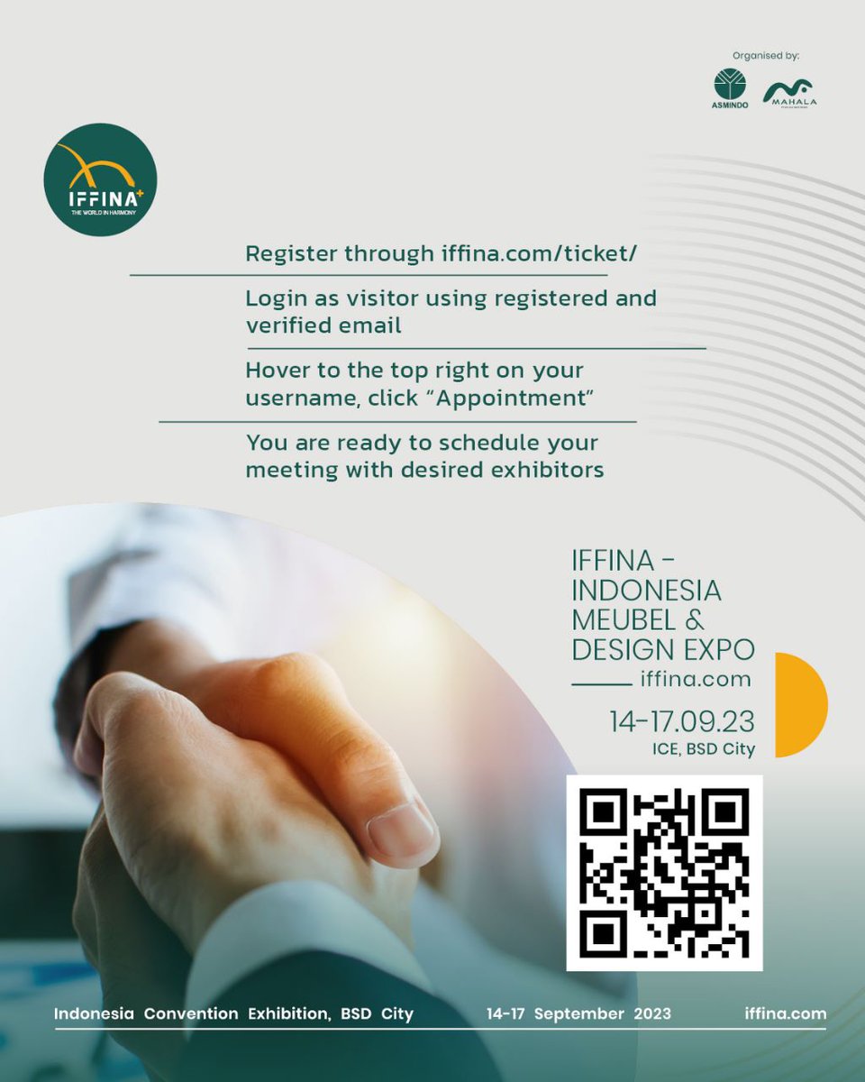IFFINA_id's tweet photo. More than just creating a space for industry people to connect and establish network, #IFFINA2023 also provides a service for those who are looking to compete and move two steps forward in the furniture business.

🎟️Get the ticket here:
https://t.co/Xcy8loMD2E https://t.co/tRrlh8UovD