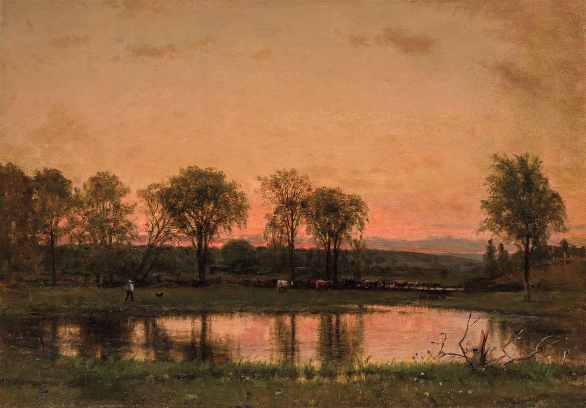 Worthington Whittredge, Evening Glow (c. 1820 - 1910) #HudsonRiverSchool