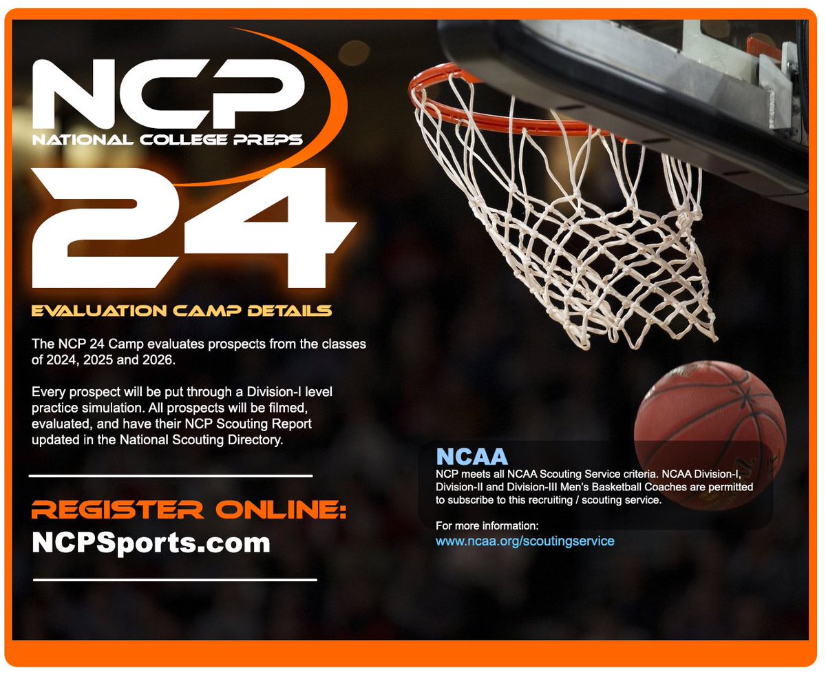 CLSportsEyeQ's tweet photo. 📢 Urgent Announcement 🏀 classes 2024-2027. Don't miss out on the NCP Sports High School Individual Basketball Showcase in Easton, PA on Aug 19, 2023! 🗓️ Elevate your game and showcase your skills. Register now at https://t.co/spfnx9ksQh to secure your spot. 🏆 #NCPhoops #GetNCP https://t.co/7rl6TtQBY8