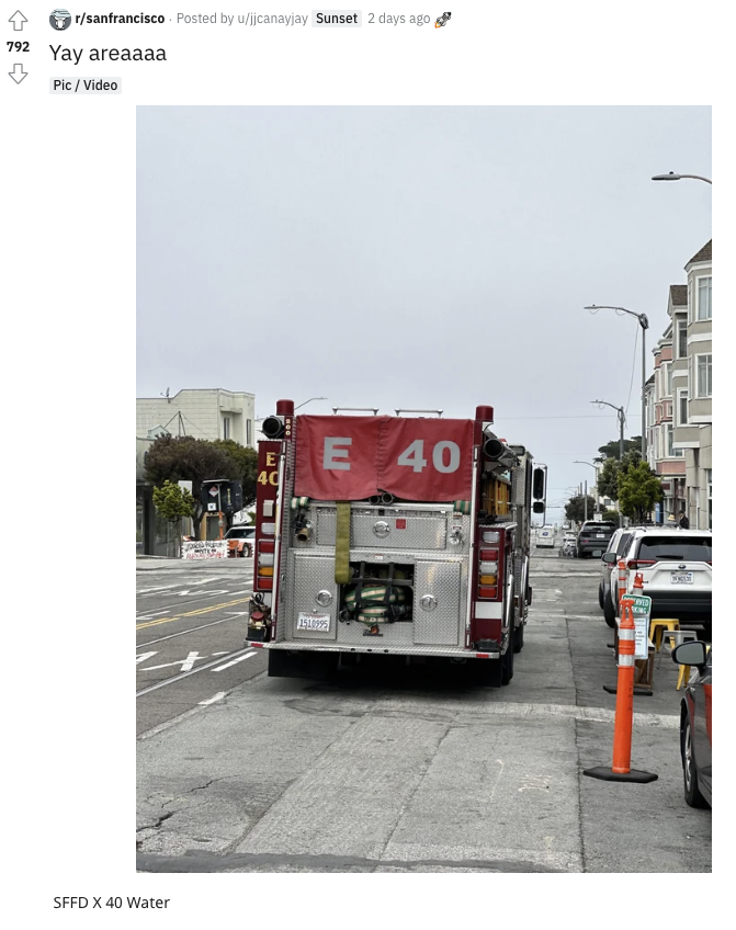 friscolive415's tweet photo. #yayarea #engine40

op u/jjcanayjay https://t.co/X8FxRLKwBa https://t.co/FD5zeSqAJp
