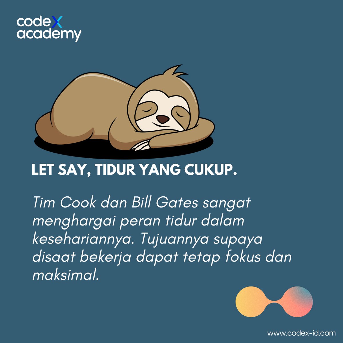codexacademyid's tweet image. Hal-hal kecil bisa jadi sangat berpengaruh loh buat jadi diri kamu lebih baik dan lebih sukses. Disimak nih guys tips nya 😉

#codexacademy #bootcampit #onlinebootcamp #onsitebootcamp #it