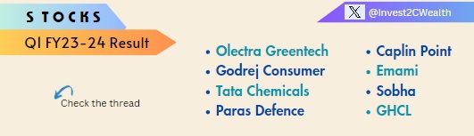 #olectra #caplinpoint #Godrej #GodrejConsumer #Tatachemical #tatachemicals #ParasDefence #GHCL #SobhaDevelopers #Emami

#Q1Results #Q1FY24  - A thread 1/10