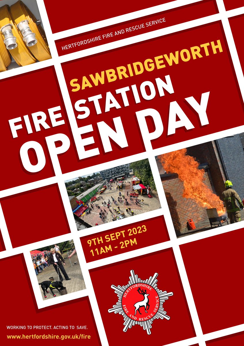 Sawbo_Fire_C27's tweet photo. Early warning, date for your diaries. Sawbridgeworth fire station open day.
Sept 9th 11-2 #firesafetyadvice #oilfiredemo #recruitment #lotsmore https://t.co/XRFXXopVJj