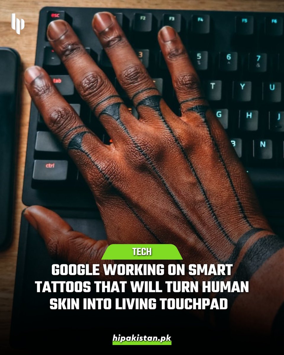 hipakistanpk's tweet photo. Google's "SkinMarks" project: Wearable rub-on tattoos as interfaces. Responds to touch/swipe gestures, activates with limb bending. Utilizing human fine motor skills. Thin & flexible. Seamless interaction without looking.
#WearableTech #SkinMarks #GoogleResearch #hipakistan https://t.co/sTK0cTVqFM