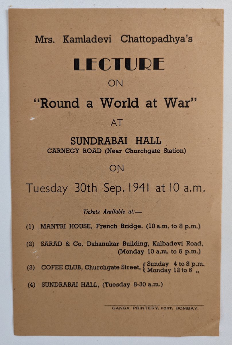 dekkani's tweet photo. Poster of a public lecture at Sunderbai Hall, September 30th, 1941.
.
.
.
#anticolonialism #materialculture #archivefever https://t.co/BaETPIBf7B