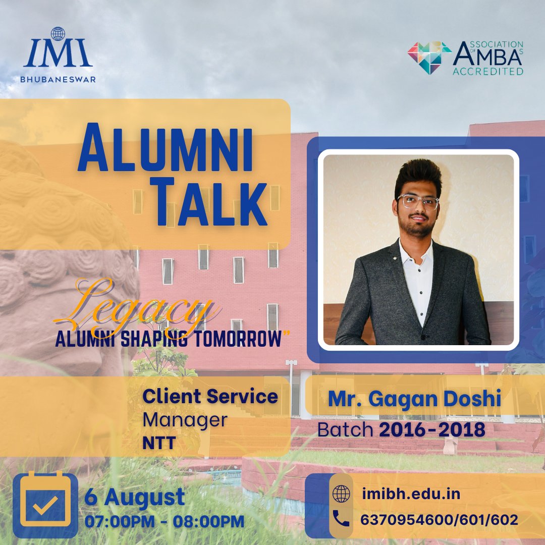 IMI_Bhubaneswar's tweet photo. It's incredible to note how far our graduates have advanced in their respective fields.
Mr. Gagan Doshi of PGDM Batch 2016-2018 is one such Alumni who has made IMI proud through his professional career.

#imi #imibhubaneswar #imib #alumni #IMIBAlumni #PGDM #FutureForwardWithIMIB https://t.co/NLyOHcjkPJ