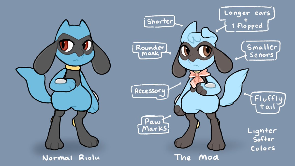 DailyRiolu's tweet photo. A silly guide on how I draw normal Riolu vs My sona https://t.co/jXeFDlKONe
