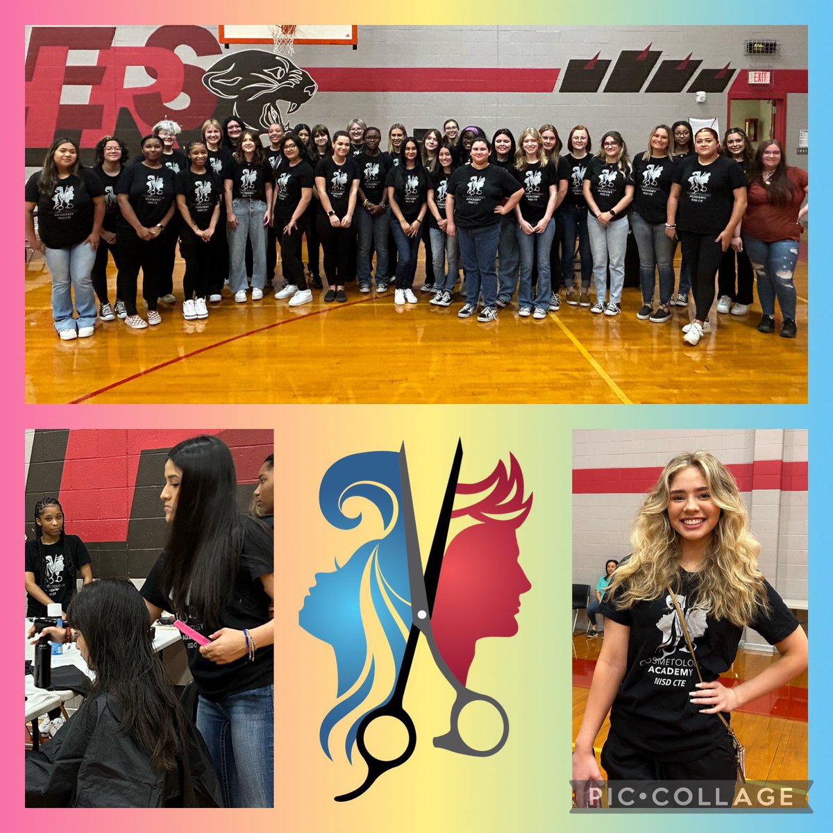 NISDCosmetology's tweet photo. We welcomed back our largest #COSII Senior class and kicked off the school year at @NorthwestISD Back-To-School Fair. We were happy to give back to our community! ✂️ @NHSTexans @ByronNelsonHigh @EatonHighSchool @steele_echs @HFowlerCTE @MrsLochridgeCTE @NisdCTE https://t.co/7dhcV4WE9J