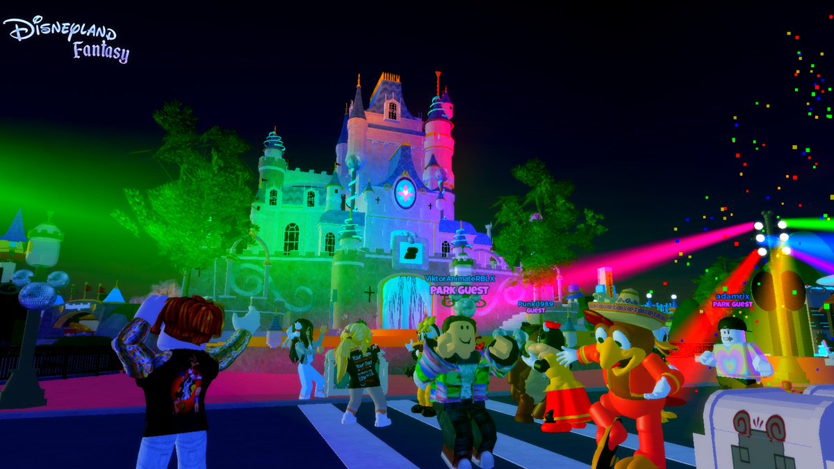 DLFRoblox's tweet photo. 🕺The 2nd Anniversary Disco Party officially begins today with the premiere of Mickey's Disco Star Street Party! Come on down every weekend and let's groove tonight here at ✨Disneyland Fantasy✨! 🕺 https://t.co/gwVov0NKJy