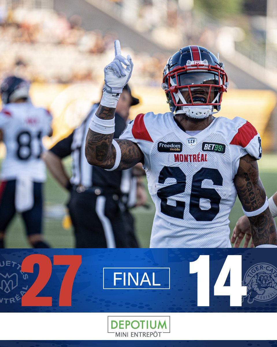Pas la plus facile, mais grosse victoire contre les ptits minous 😚

A win is a win. Good night, Hamilton!

#Alouettes <a href="/Depotium/">Depotium</a>