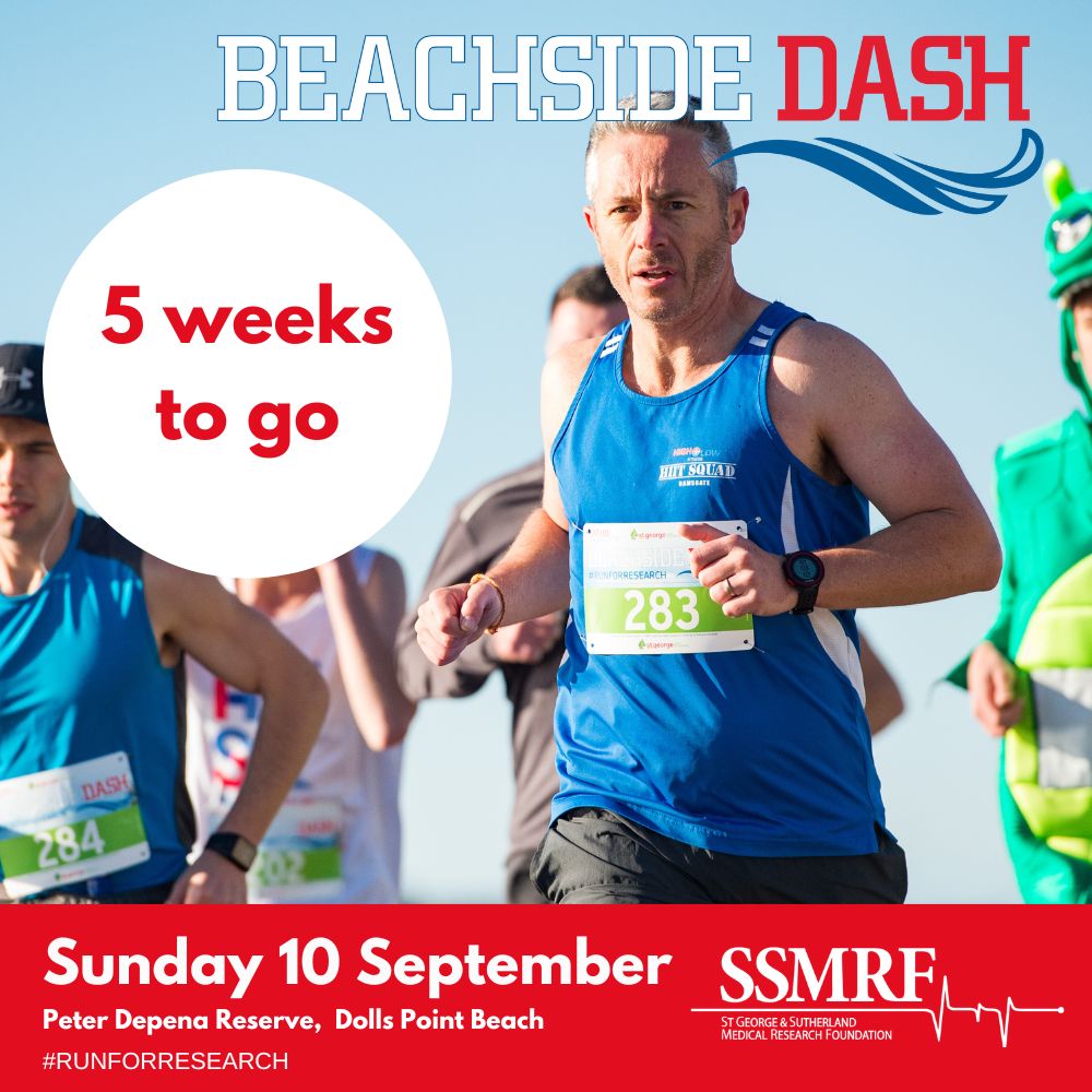 SSMRF_official's tweet photo. 5 weeks to go!
Register now for EARLY BIRD savings - Beachside Dash https://t.co/vjlASffdeV a professionally timed and managed event with races 10km, 5km and 2km. Supporting medical research.
#beachsidedash #medicalresearch #runforresearch #ssmrf #funrun https://t.co/iAIQ26j4ZS