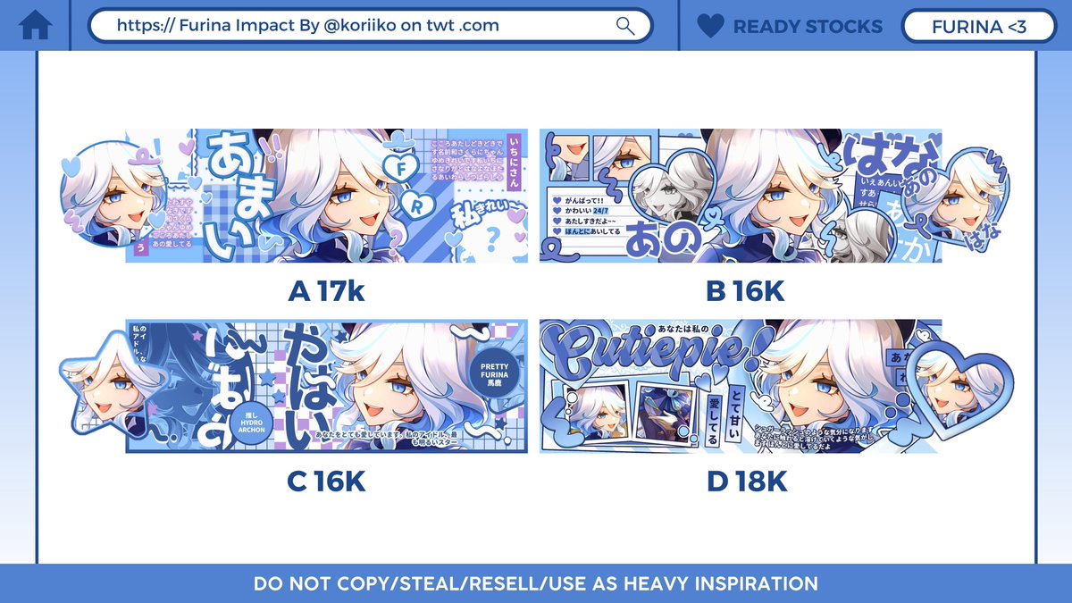 help rt please? thank you 💗

hii aku ada layout genshin furina atau focalors pake art terbaru nih! harga di pict. dan bisa ditake jam 16.00 WIB hari ini! boleh book &amp; take lbh awal dari skrg dgn fee +2k yaa!

#zonauang #zonajajan #zonaba
