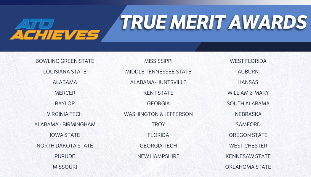 AlphaTauOmega's tweet photo. Congratulations to the 2023 recipients of the True Merit Awards! #NAC2023 🏆 https://t.co/3RBt3rgVur