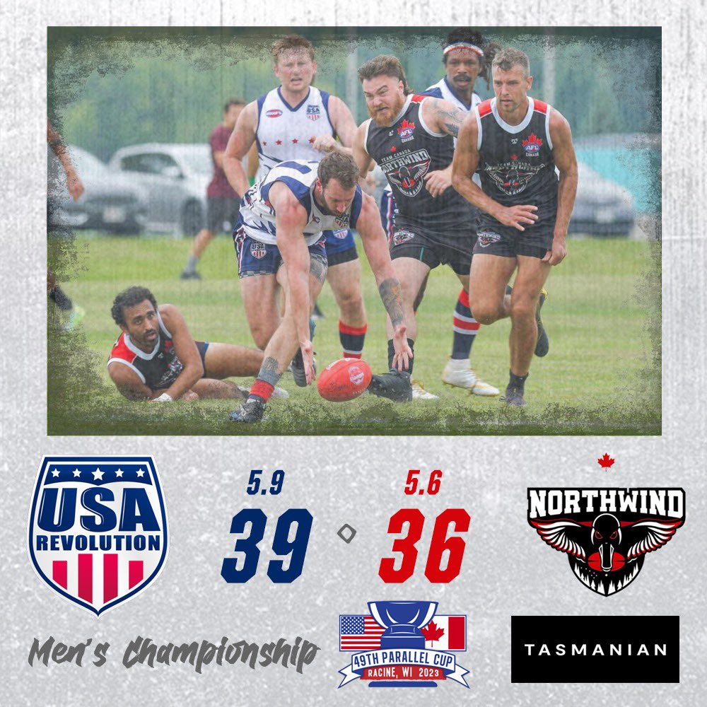 USAFL1997's tweet photo. The 🏆 Stays Home.
Congrats to the @USAFLRevolution and @AFLCanada Northwind on putting on one of the best games in #49PC history. https://t.co/cADo2ehNfu