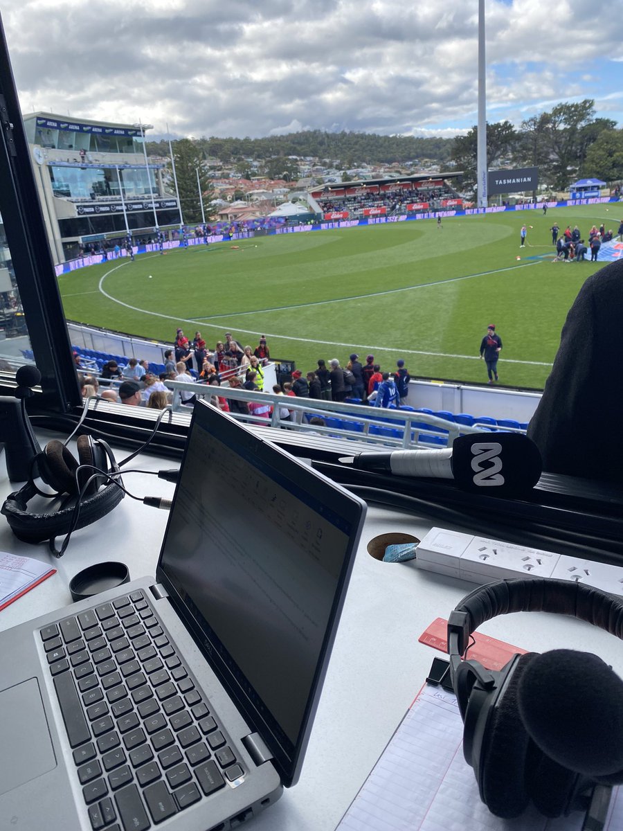 ABC Grandstand Football at Bellerive. With @chrisroww Nathan Burke, Brad Sewell and Andrew Cooling Roos v Demons