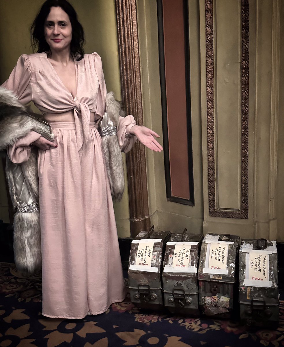 Our glamorous founder, <a href="/JeanneSpicuzza/">Jeanne Marie Spicuzza</a>, with classic  #film reel canisters. <a href="/LAConservancy/">L.A. Conservancy</a> 🎥 photo by @TheSnarkyGoose <a href="/SAAMstudios/">Seasons & a Muse</a> #thestudioclub