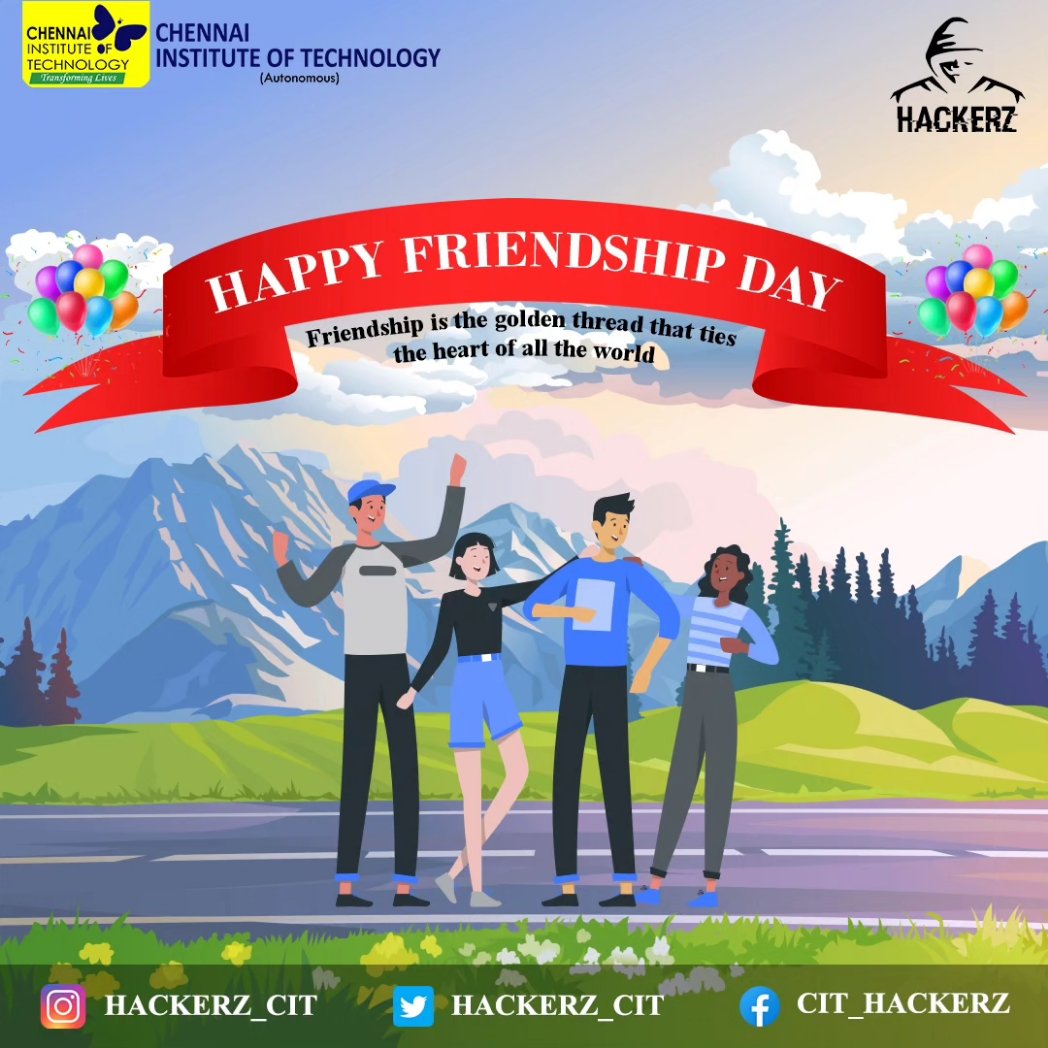 hackerz_cit's tweet photo. Close friends are truly life's treasures.
Tag Your Friends. . .
#hackerz #hackerzcit #frienshipday #friends #FriendsForever #chennaiinstituteoftechnology #cit https://t.co/AKzCvb5Zj5
