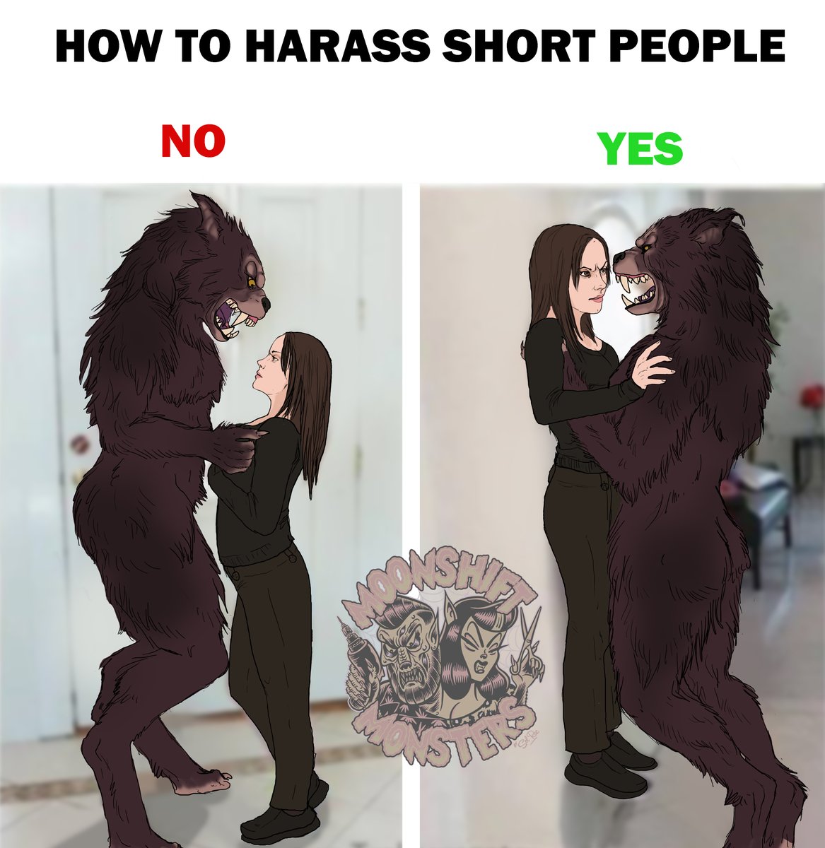 Moonshiftmnstrs's tweet photo. "How to talk to short people" Feat Wes Craven's Cursed
If no one was gonna make this I had to just do it myself 
😂😂😂😂😂
#werewolftwitter #werewolfwednesday #horrorfan #horrorfam #horrorfamily https://t.co/gn9HZJtN45
