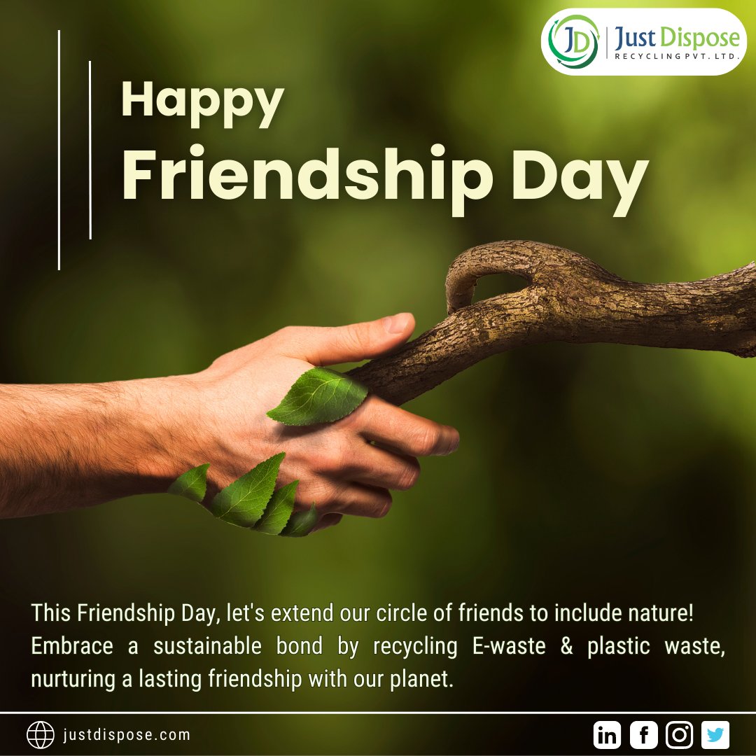 Nature and Recycling: Friends Forever  🌿♻️
justdispose.com
.
.
#justdispose #SustainableBonds #FriendshipDay #RecycleForEarth #Sustainable #nature #noplastic #ewaste #savetheearth #GreenFriendship