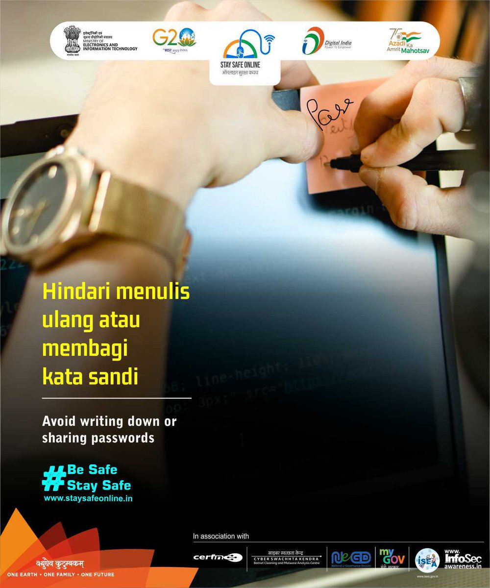 SSOIndia's tweet image. Tips to #StaySafeOnline 
Visit: staysafeonline.in
#USBDrive
#cybersecuritytips #G20India #G20Summit #g20org #QUAD #Quad2023 #QuadCyberChallenge @GoI_MeitY @_DigitalIndia @g20org @mygovindia @NeGD_GoI @PMOIndia @MEAIndia @KBRI_NewDelhi @IndianEmbJkt @krisnamurthiINA